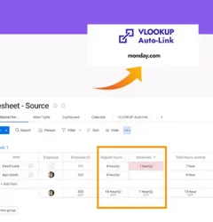 Automate your timesheet with monday.com using VLOOKUP