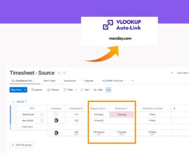 Automate your timesheet with monday.com using VLOOKUP
